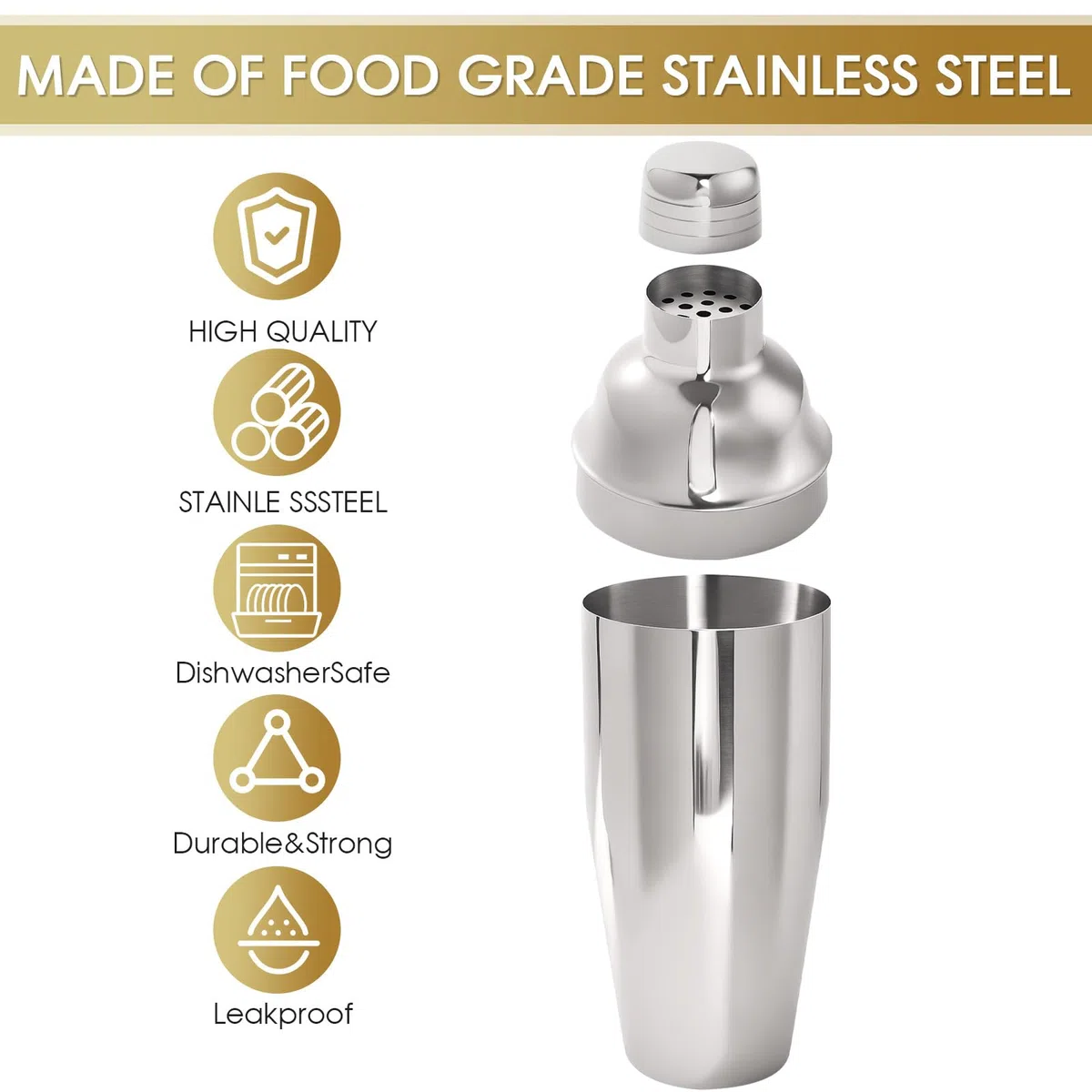 FoiiLiio 12 Piezas Juego de Cocktail Shaker INOX,Coctelera Profesional 750 mL,Juego de cocteleras Esenciales para Fiestas,Profesional Barman Herramientas,Profesional Coctelera para Cocteles
