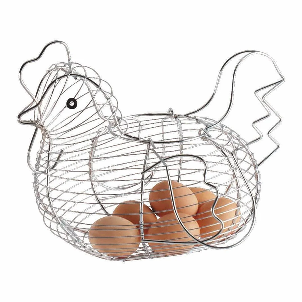 Cesta de Huevos en Forma de Pollo, Cesta de Alambre de Almacenamiento de Frutas, Decoración Rústica, Cesta de Pollo, Soporte para Huevos para el Hogar, Cocina, Almacenamiento de (Como se muestra)