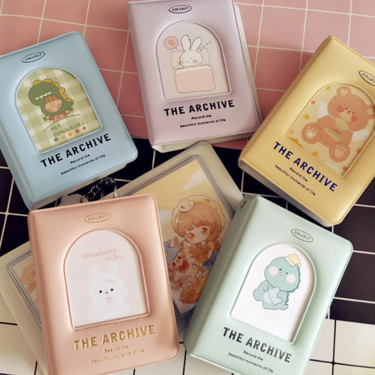 Mini álbum de Fotos de 3 Pulgadas para cámara, Carpeta de Tarjetas fotográficas KPOP, 40 Bolsillos Ventana corazón Hueco Soporte para Tarjetas fotográficas Libro, Soporte - Verde
