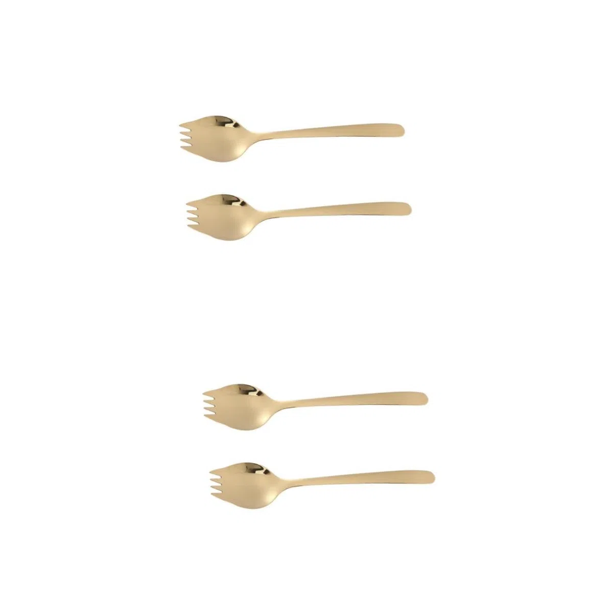 ABOOFAN 4 Piezas Vajilla de doble acero inoxidable horquilla de helado tenedores de acero inoxidable de cocina spork horquilla de sopa para lavavajillas Dorado