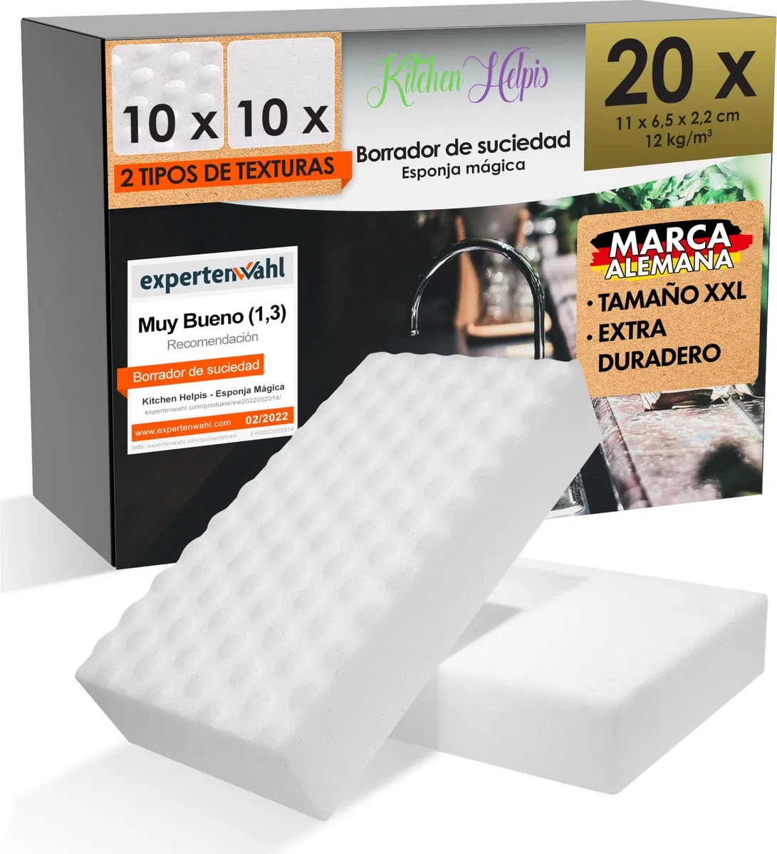 Kitchen Help Juego de 20 esponjas mágicas blancas para limpiar a fondo, esponja de limpieza para el hogar
