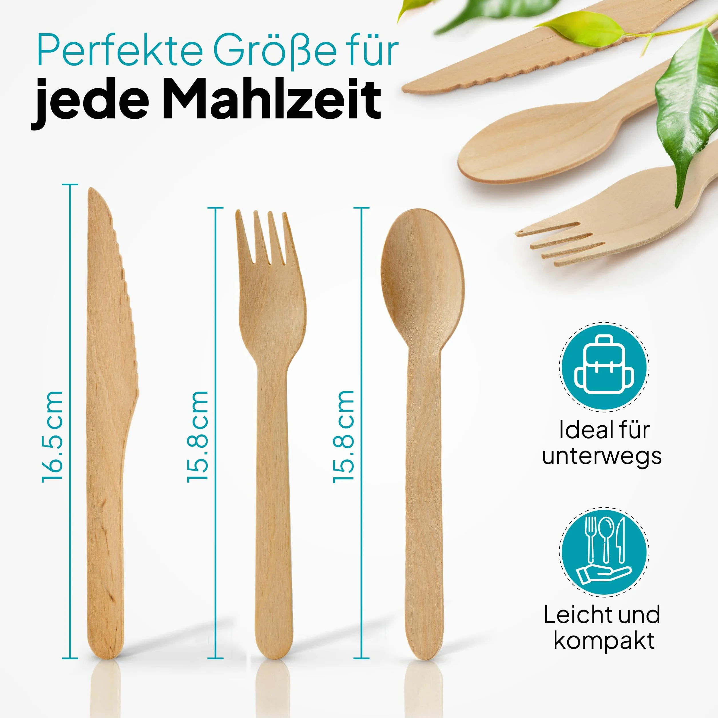 Commerline Cuchillos Desechables de Madera | 100/200/2000 Unidades | Cuchillos Desechables | Cuchillo de Madera | Apto para Picnic, Fiesta, Eventos y Catering | Respetuoso con el Medio Ambiente