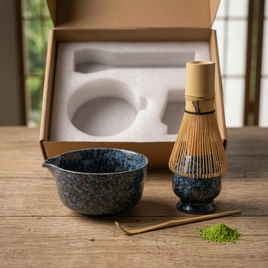 SHOPIA Kit Matcha Completo - Set Matcha Japonés con Batidor de Bambú y Cuenco - Kit Te Matcha Ceremonial Ideal para Regalos, Juego de Té Macha Premium