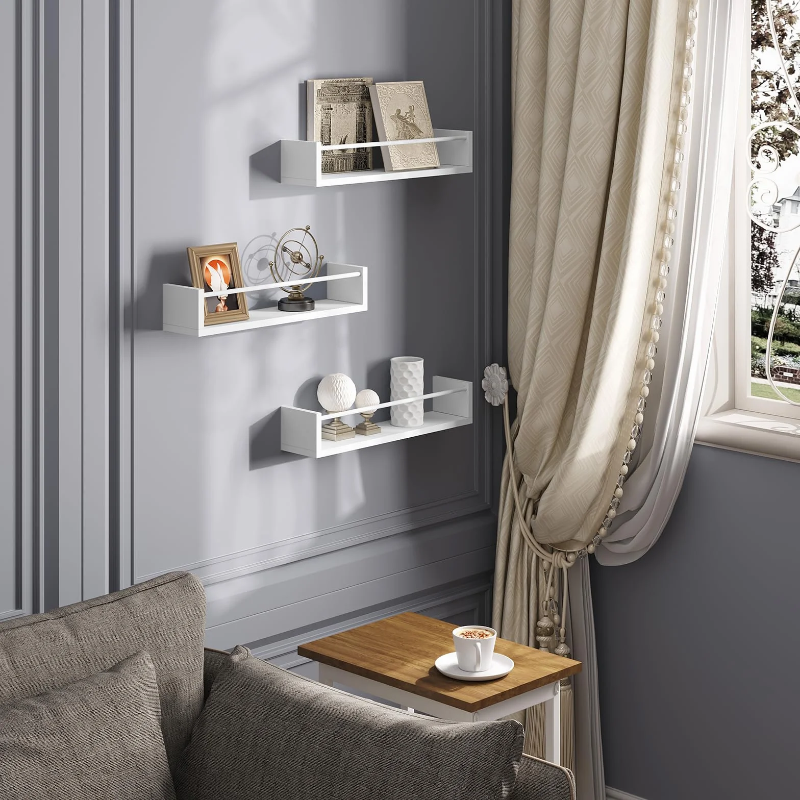 WOLTU Estanteria de Pared para Libros Infantiles, Libreria Infantil Montada en Pared con 3 Estantes, Libreria Montessori para Habitación Infantil y Jardin Infancia, Forma Nube, Blanco, RG9508ws