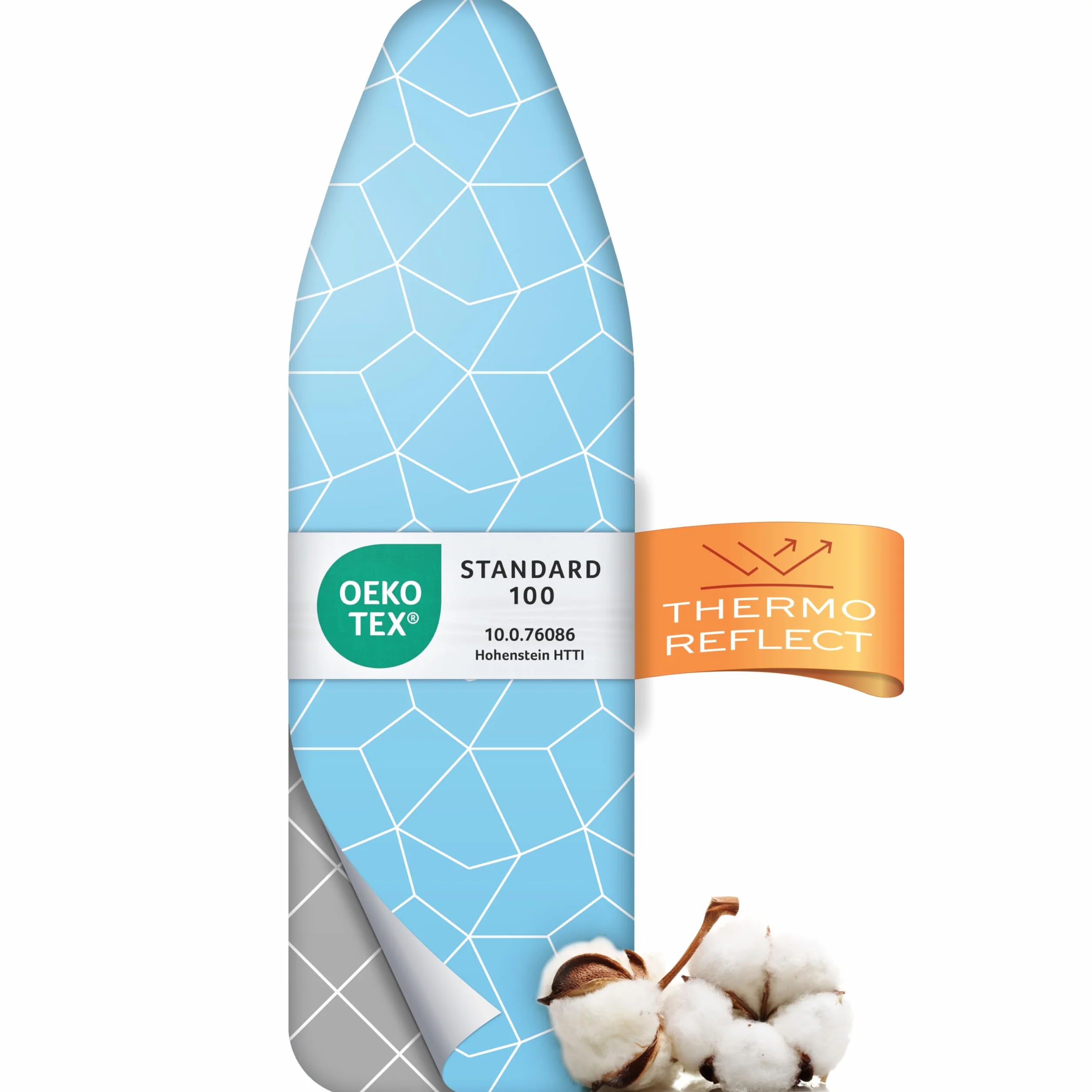 Turbo Funda Tabla Planchar 120x40 – Refleja Calor para Planchar rápido – Montaje fácil con elástico – 2X Acolchado cómodo & OEKOTEX100 | Hecho en Europa | Talla M
