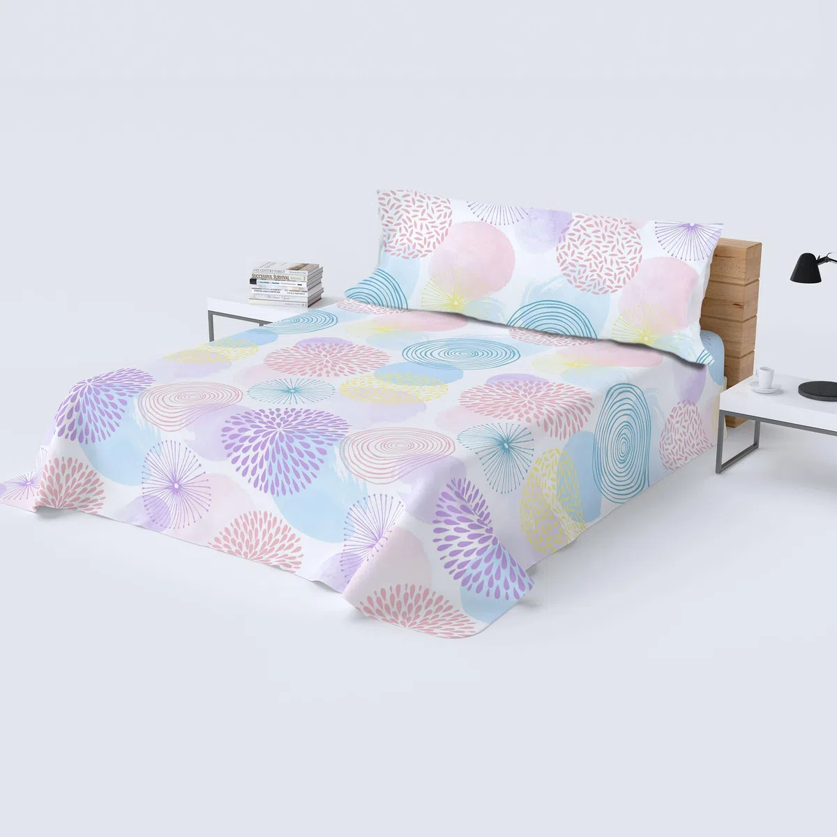 HOMEYA - Juego de sábana Cama 90cm - Juego de 3 Piezas - sábana encimera 165x260, Bajera Ajustable 90x190, Funda Almohada 45x110, Estampada