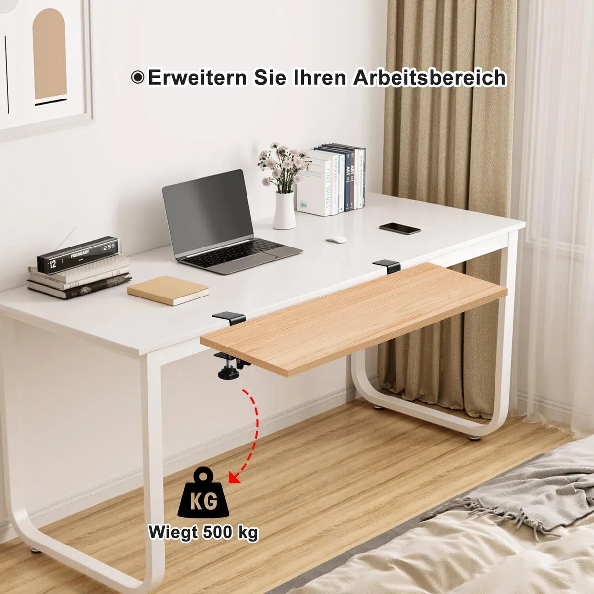 Soportes de Extensión de Escritorio Clip Lateral Plegable para Teclado de Metal 2Pz Abrazadera Lateral de Bandeja de Teclado Computadora Ajustable Estante de Soporte de (Negro 10pulgada)