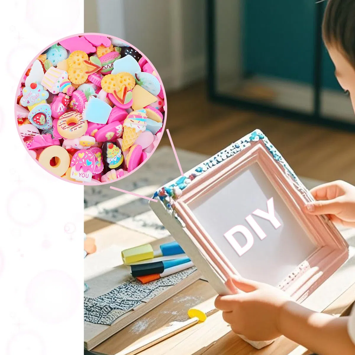 200 pcs Surtido Slime Charms,Cute Candy Sweet Fruits Donut Charms Ornaments Flatback Resin Cabochons for Craft Making Ornament Scrapbooking DIY Crafts Beads Making Supplies - Random Style
