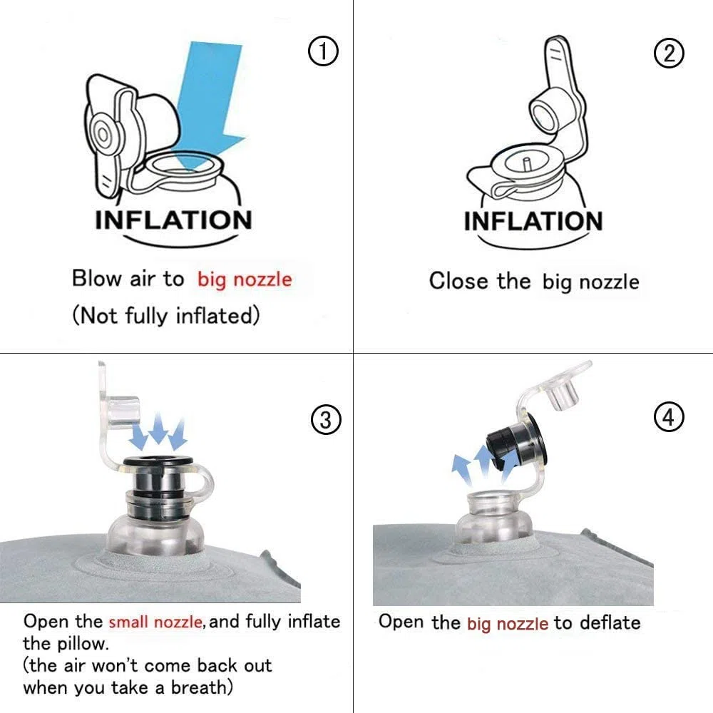 Almohada de reposapiés Inflable y cojín de reposapiés Inflable de Altura Ajustable para Tren, avión, Oficina (Gris)