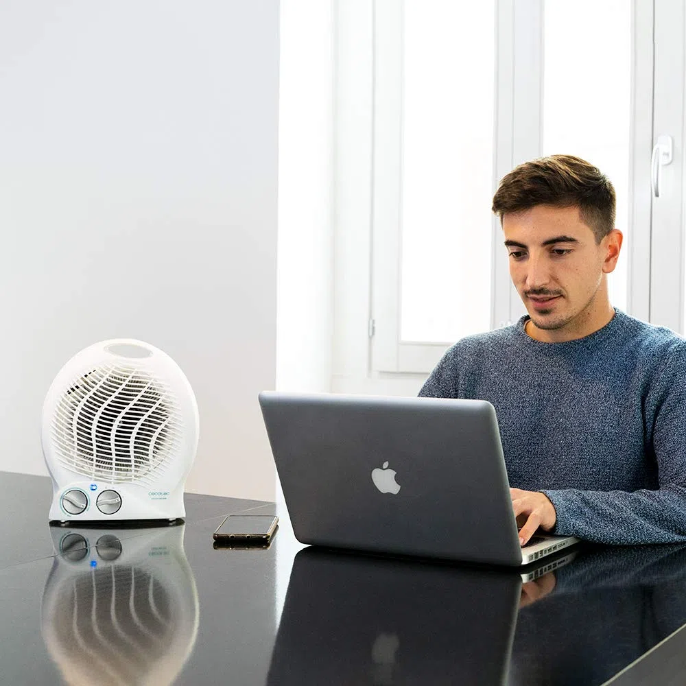 Cecotec Calefactor Eléctrico de Baño Bajo Consumo Ready Warm 9790 Force. Termoventilador, 2000 W en 2 Niveles, Termostato Regulable, 3 Modos, Sistema de Seguridad, 20 m2