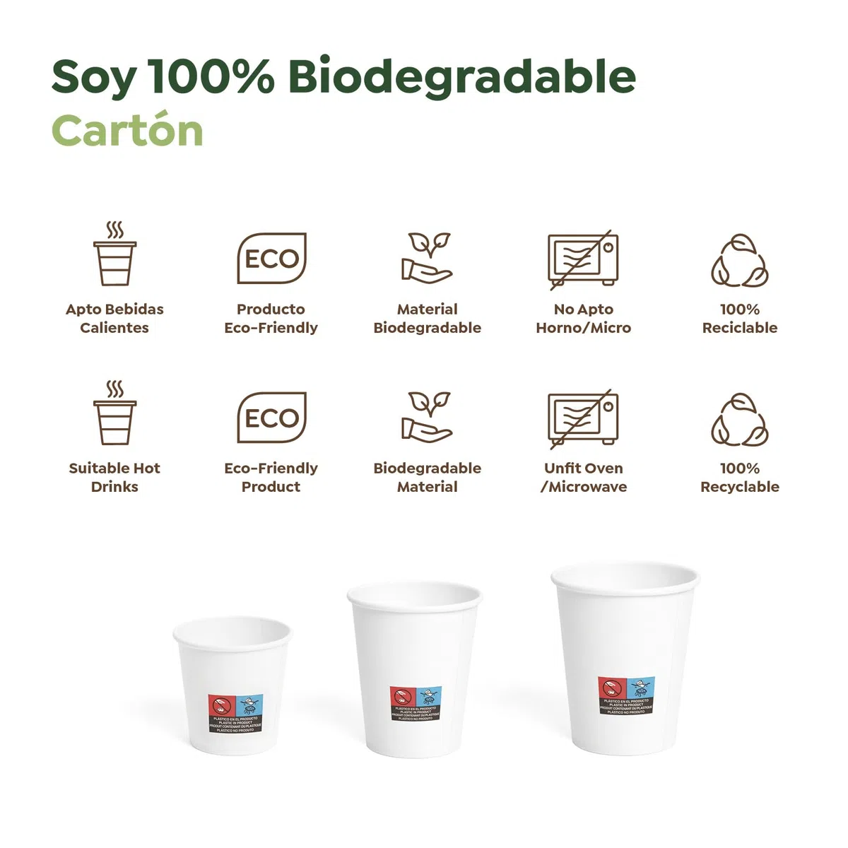 Horeca Collection MAXI PRODUCTS - Vasos Café Desechables Blancos - Vasos Cartón - Vasos Desechables Catering - Vasos Café para Llevar - APTO BEBIDAS CALIENTES Y FRÍAS (250 cc, 200 unidades)