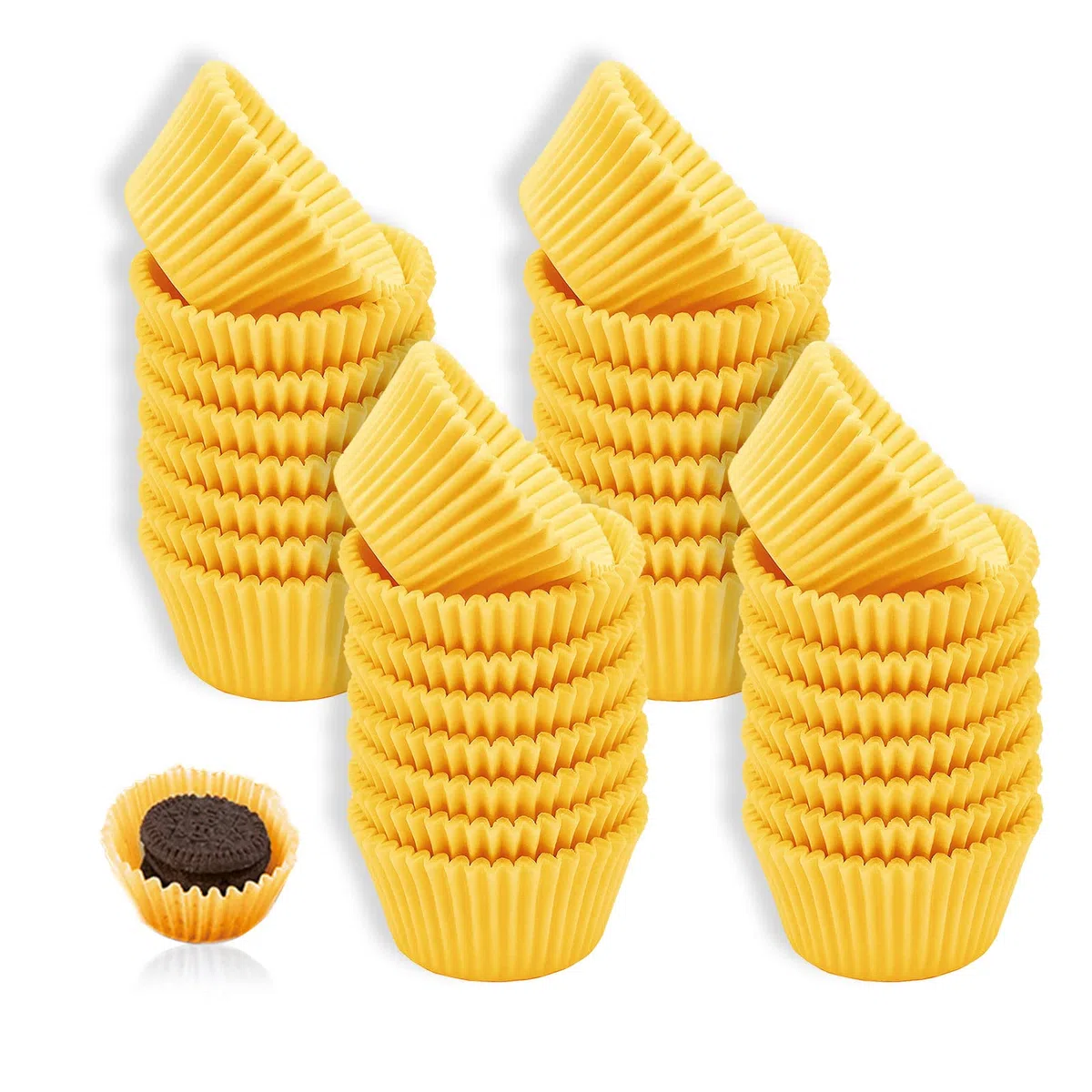 MIVAIUN 1000 Piezas Pequeños Casos de Papel para Magdalenas, Mini Forros Antigrasa para Pastelitos (Amarillo)