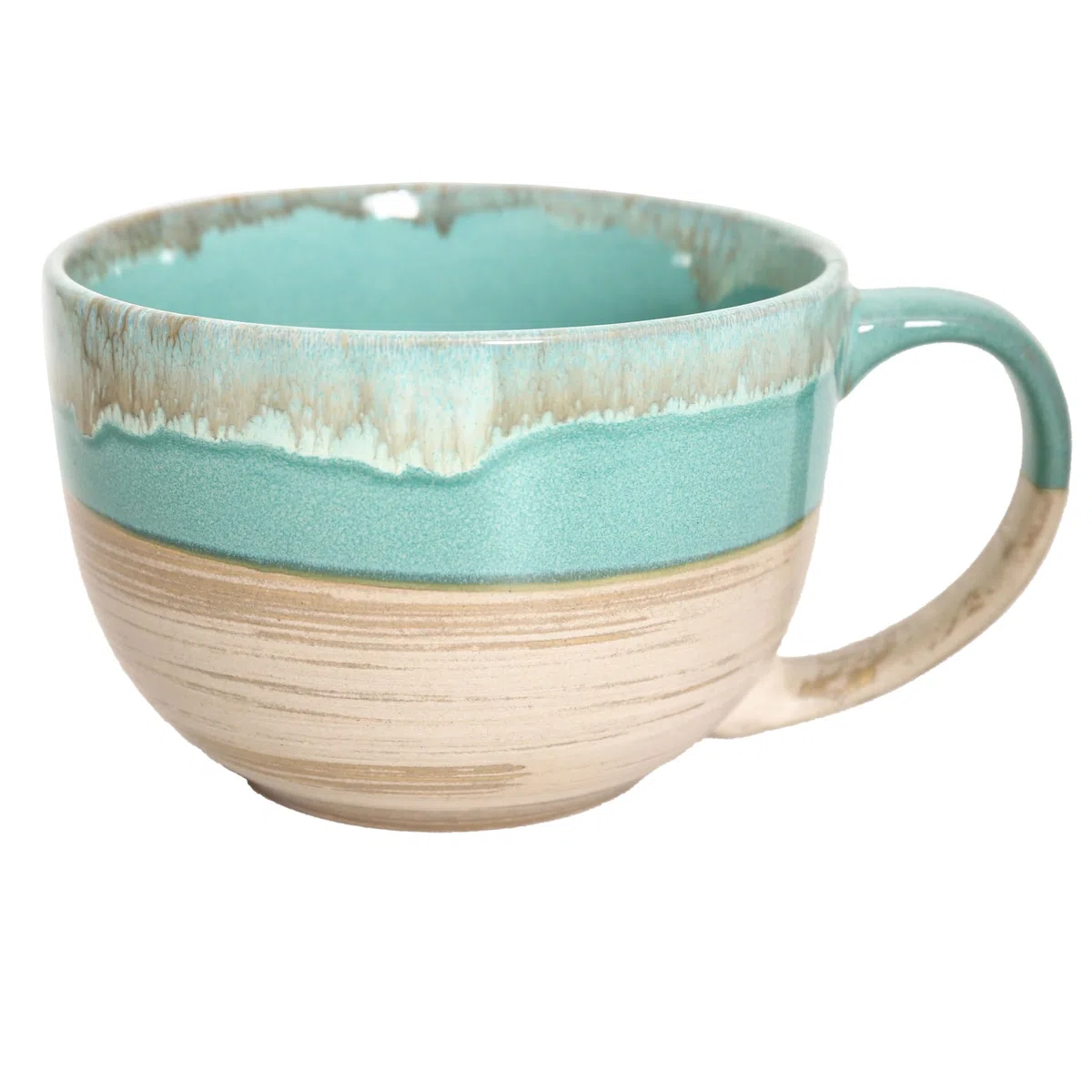 Tazas grandes de cerámica de 700 ml, tazones para cereales con asas, tazones para sopa, ensaladera, tazones para ramen, café, cereales, sopa, aperitivos, ensalada, helado (Verde)