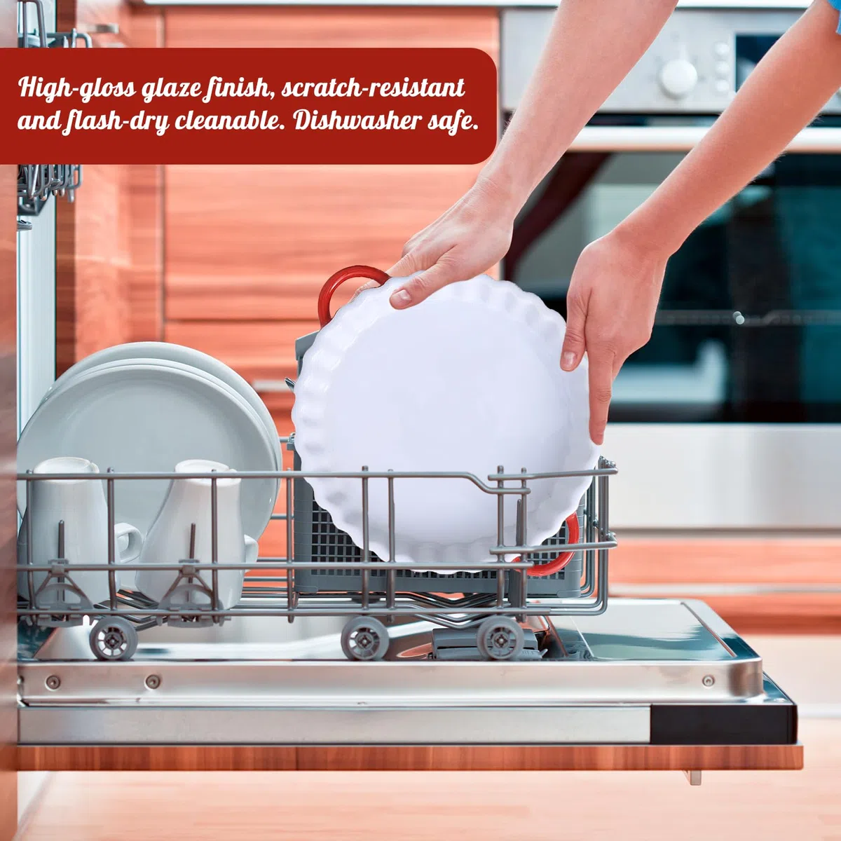 Molde de Cerámica para Tarta,Molde para tartas de porcelana,con asas,redondo,ideal para Pasteles Quiches Y Tartas,Apto para Microondas Lavavajillas Y Horno(26 x 20 x 4 cm)