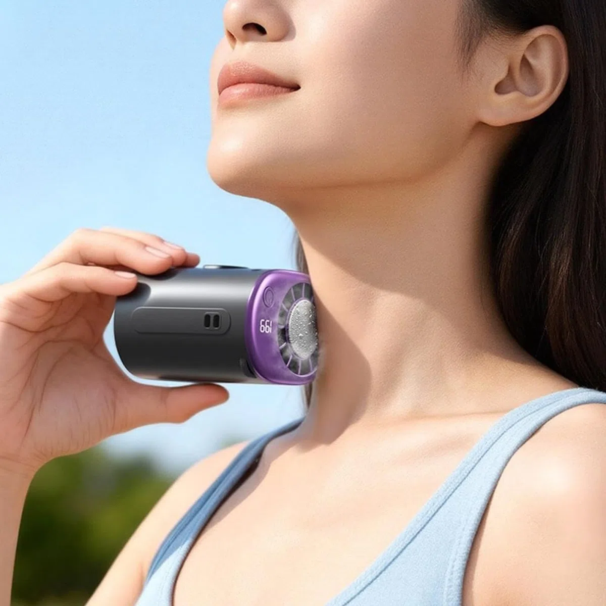 Acondicionador de aire con clip para coche, ventilador portátil 2026 con clip y pantalla LED, 199 velocidades ajustables, rotación de 360°, recargable por USB, batería de 2000mAh, ventiladores de