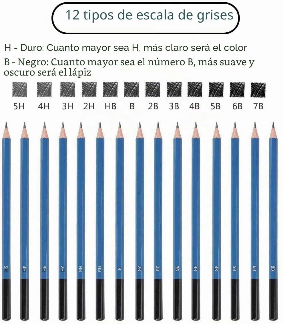 Lápices de Dibujo Artístico, UlifeME 50 Pcs Kit de Dibujo Profesional para Boceto, Lapiz Dibujos con Lapices de Carboncillo y Grafito & Lápices Arte, regalo para Artistas, Estudiantes, Niños y Adultos