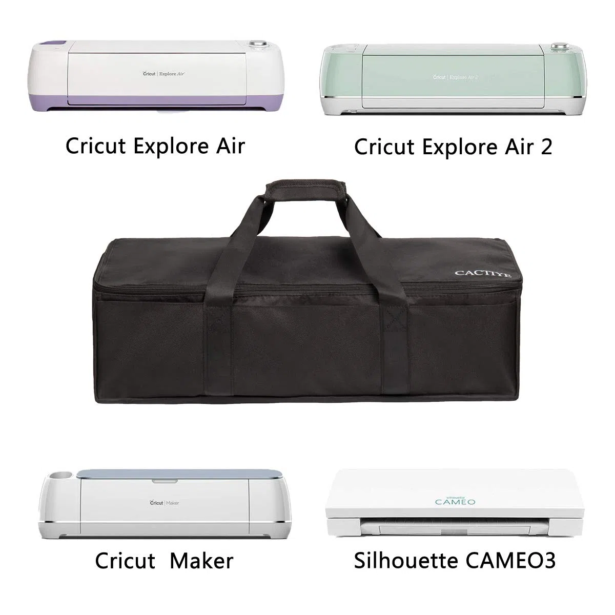 Bolsa de Transporte Compatible con Cricut Explore Air y Maker, Bolsa Impermeable Compatible con Cricut Explore Air y Supplies (Negro, 1+1)