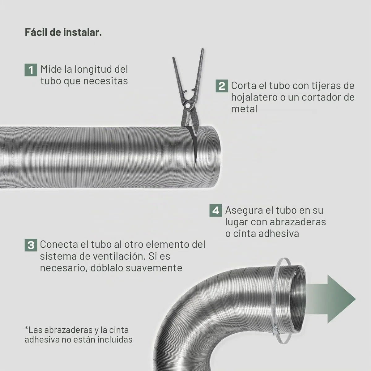 Vent Systems Tubo flexible redondo de aluminio DN 120 mm x 1,5 m de largo tubo de aluminio, manguera flexible, manguera de escape para calefacción y refrigeración aire acondicionado, secador,