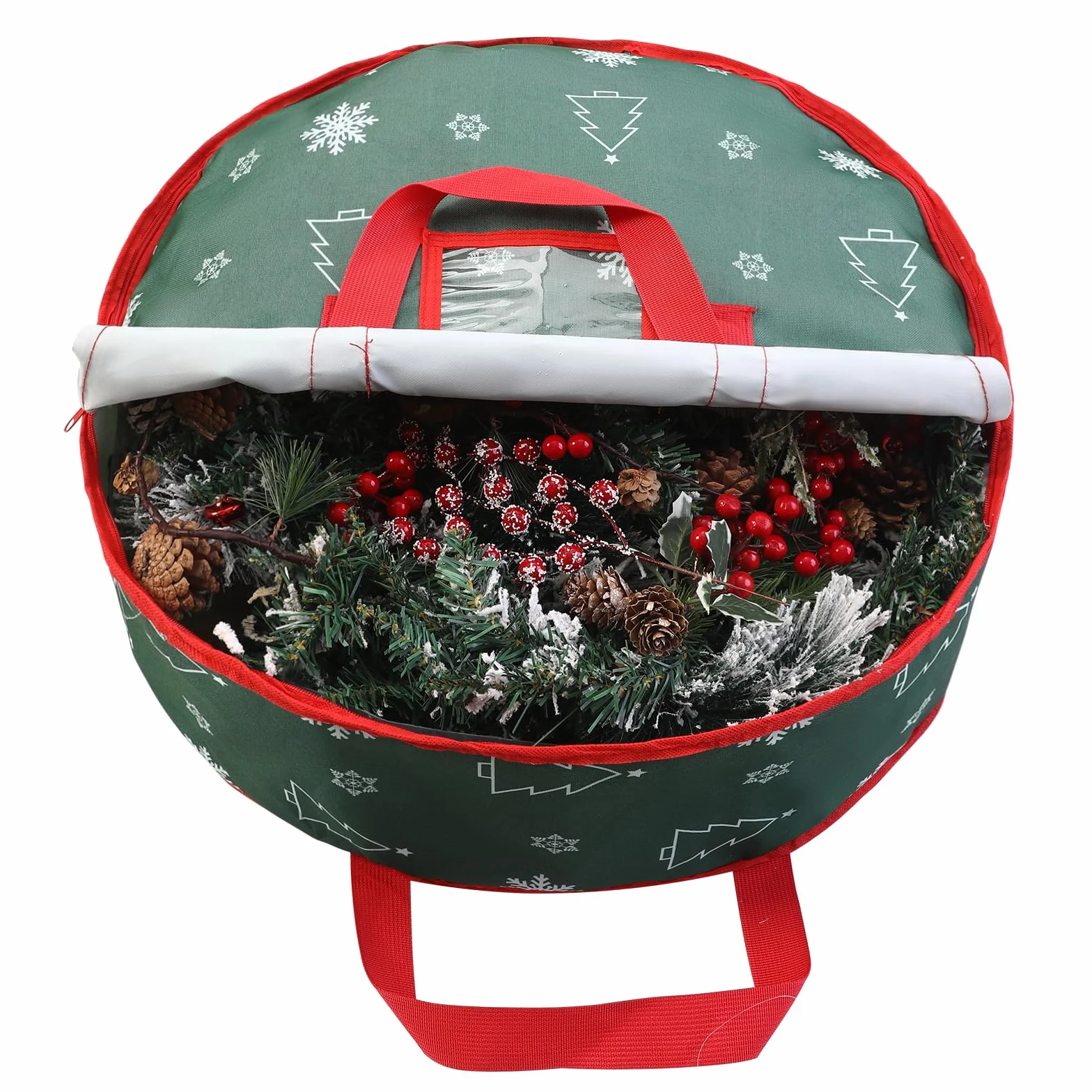 YiYa Almacenamiento de Adornos Navideños Bolsa de Almacenamiento para Guirnaldas Impermeable Bolsa para Corona de Navidad para Decoraciones navideñas (Verde)