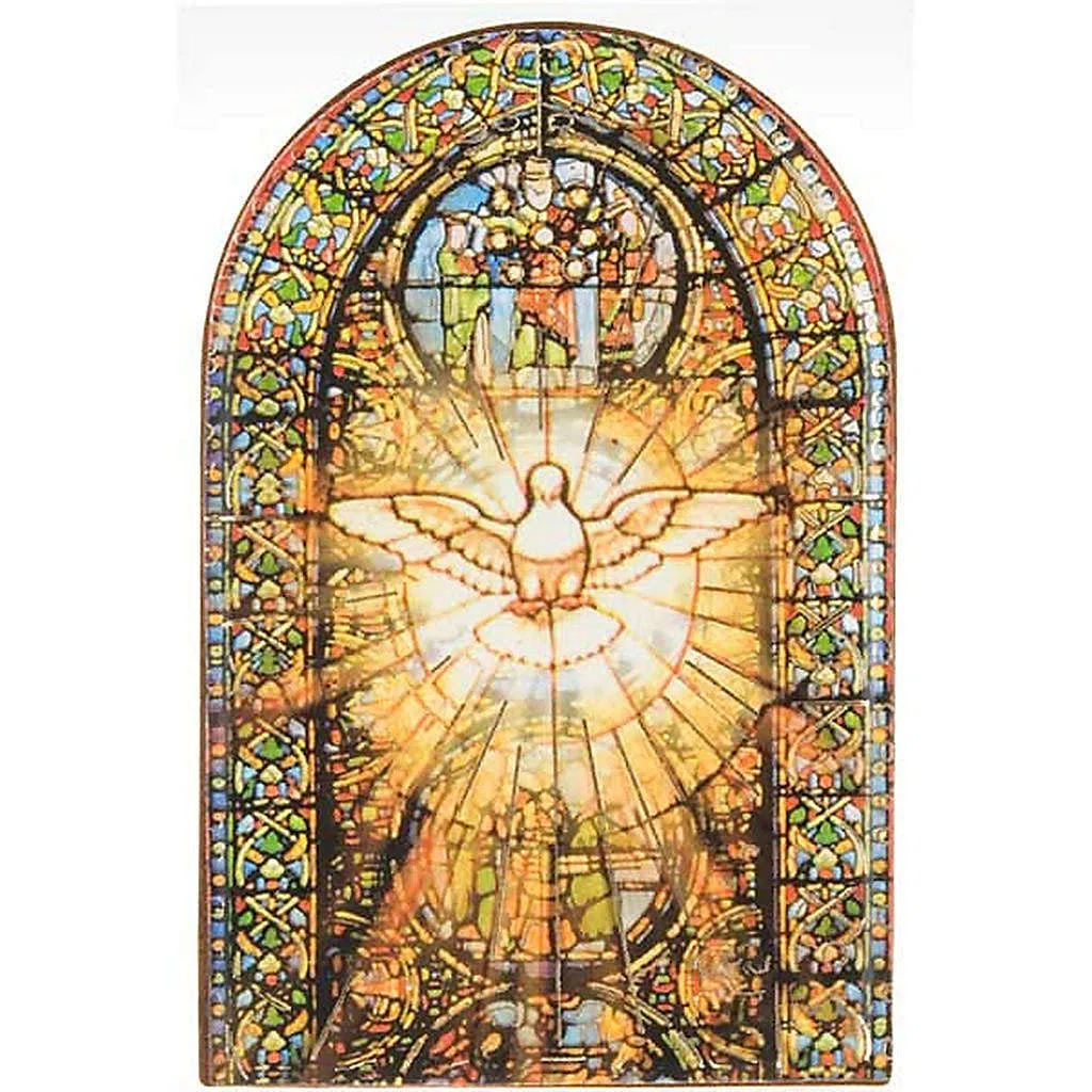 Holyart Cuadros, estampas y manuscritos iluminados: Estampa Espíritu Santo redondeado Vitral colorada