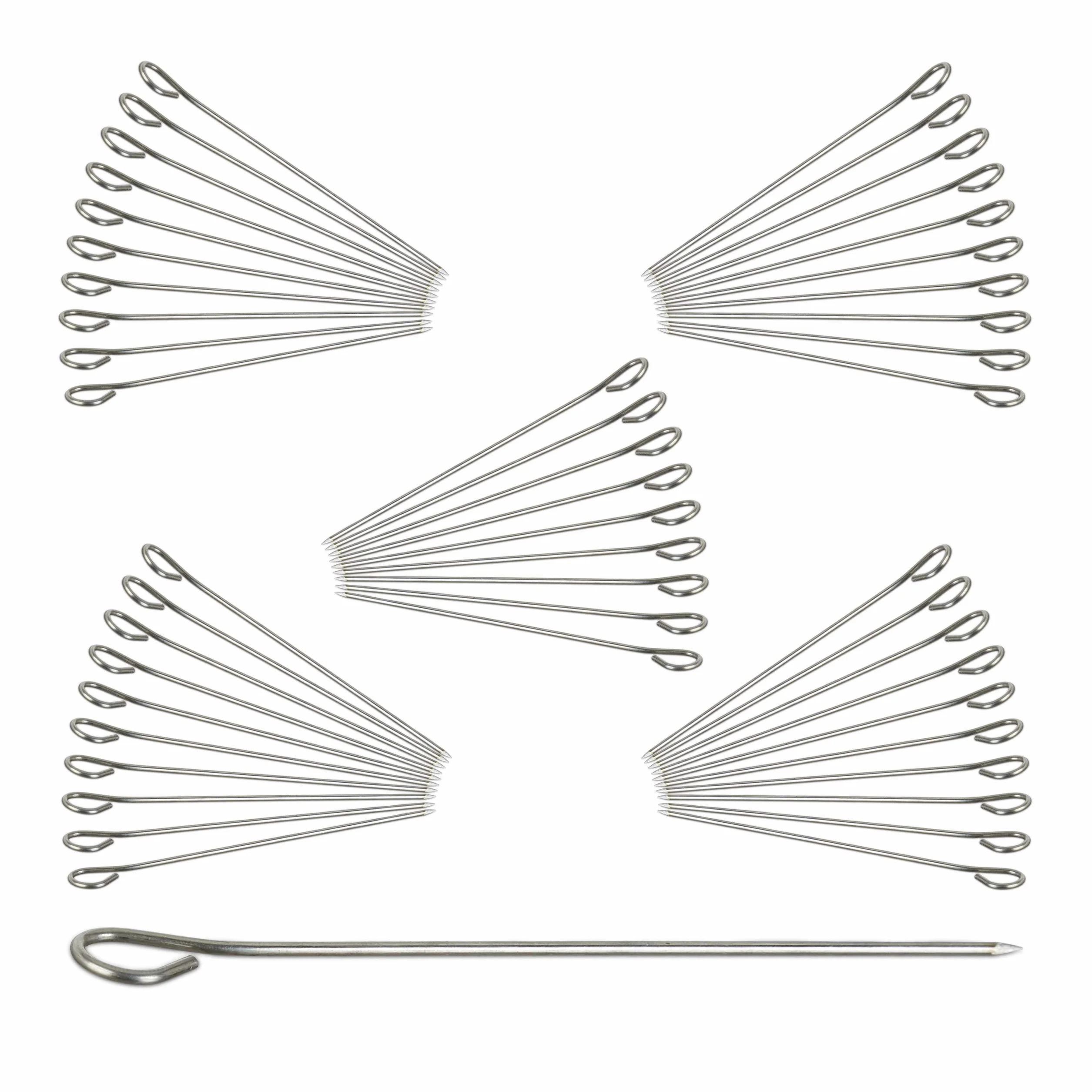 Relaxdays Juego Pinchos Barbacoa, Acero Inoxidable, 11 cm, 50 Unidades