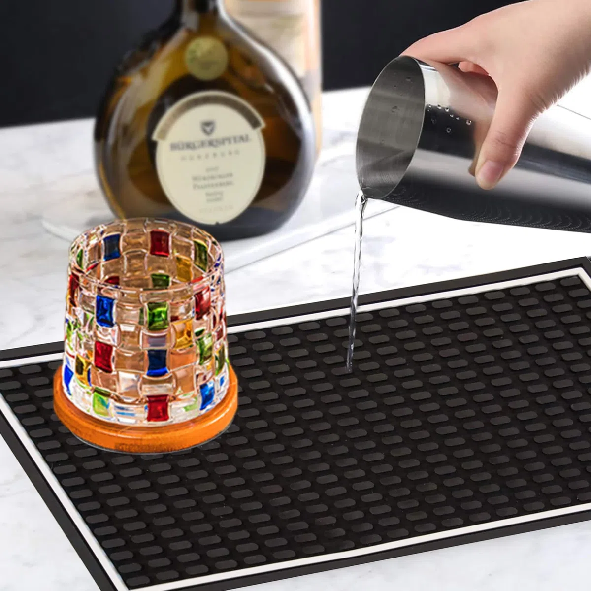 Alfombrilla De Bar,Tapete de Goma Antideslizante,Protector de Fregadero,Protección de Vidrio Alfombra de PVC Accesorios de Bar,para CóCtel Ktv, Cerveza,Café,Whisk,Bebidas