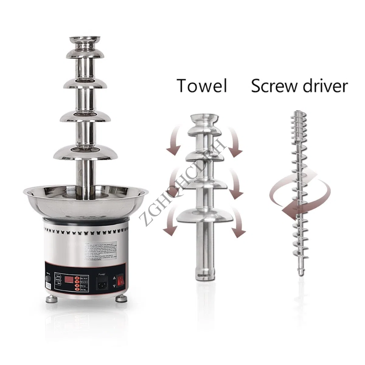Máquina de fuente de chocolate de gran capacidad con control de temperatura, calentador de salsa para fiestas, bodas, restaurantes