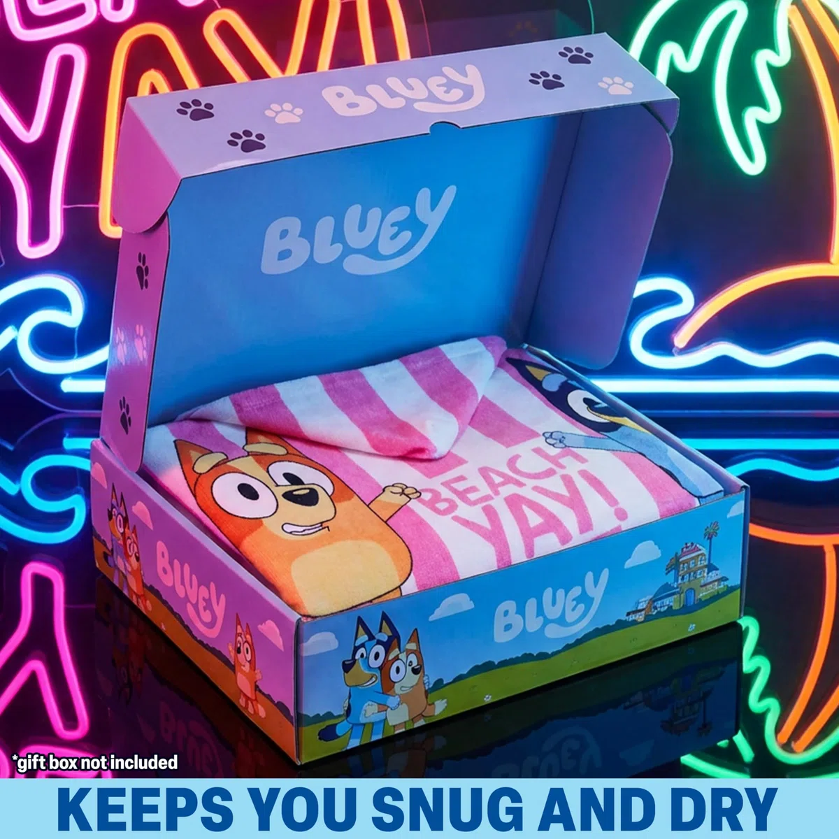 Get Trend Bluey Poncho Toalla Niña con Capucha 2-6 Años, 100% Algodón Toalla de Baño Infantil, Piscina Playa Poncho de Natación con Capucha, Idea de Regalo para Niña (Multi Bluey)