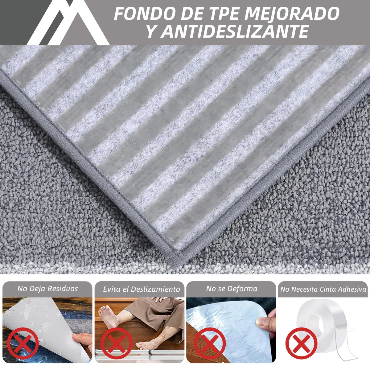 COSY HOMEER Alfombrillas para Escalones, 70 x 22 cm, 4 Piezas, Autoadhesivas, Alfombra Antideslizante para Escaleras de Estilo Retro en TPE, Lavables en Lavadora 100% Poliéster, Gris