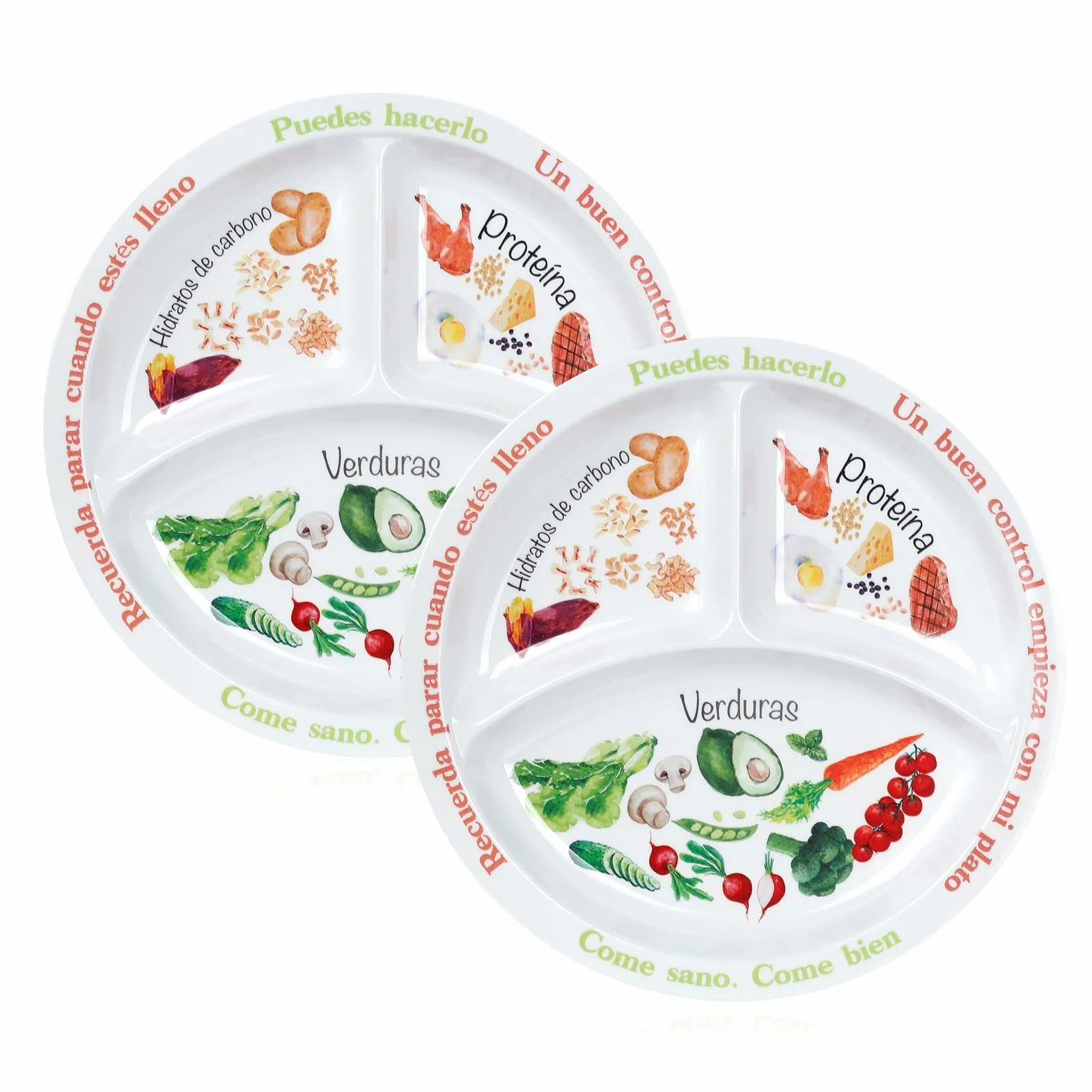 Plato de control de porciones para nutrición equilibrada – Platos de alimentación saludable para adultos y adolescentes – Separadores de melamina, pérdida de peso, diabetes (2)