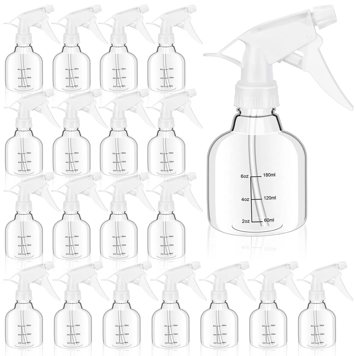 24 botellas de spray de plástico vacías de 8 onzas, mini botellas de spray con boquilla ajustable de medición, botellas de spray recargables para plantas de cabello, cocina, baño, color