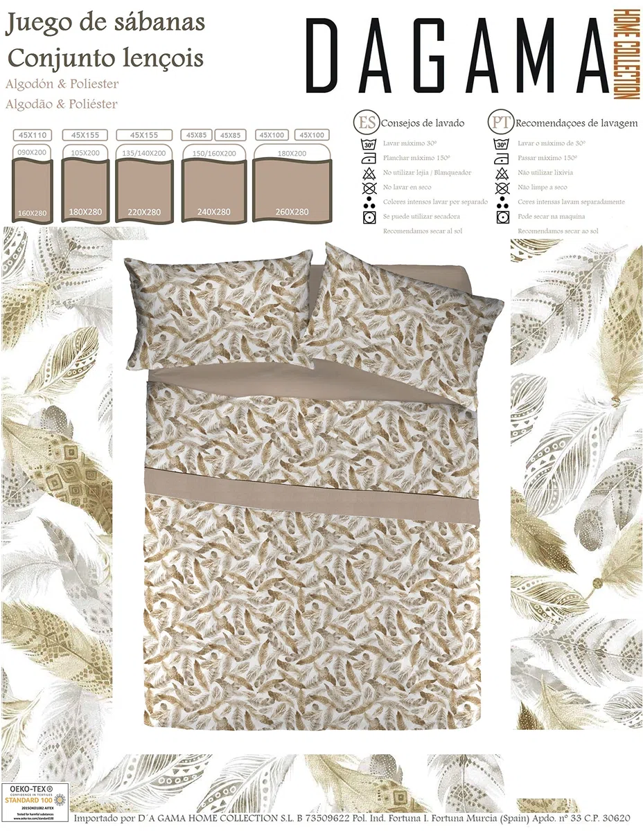 D'A GAMA HOME COLLECTION Juego DE SABANAS 50% ALG. Y 50% POLL. Mod. Harmony (para Cama DE 90)