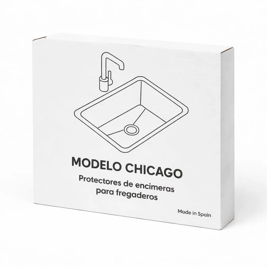 Protector de Encimera para Fregadero Bajo Encimera Flexible Antigolpes Antirayaduras (Gris, Chicago 465x370mm)