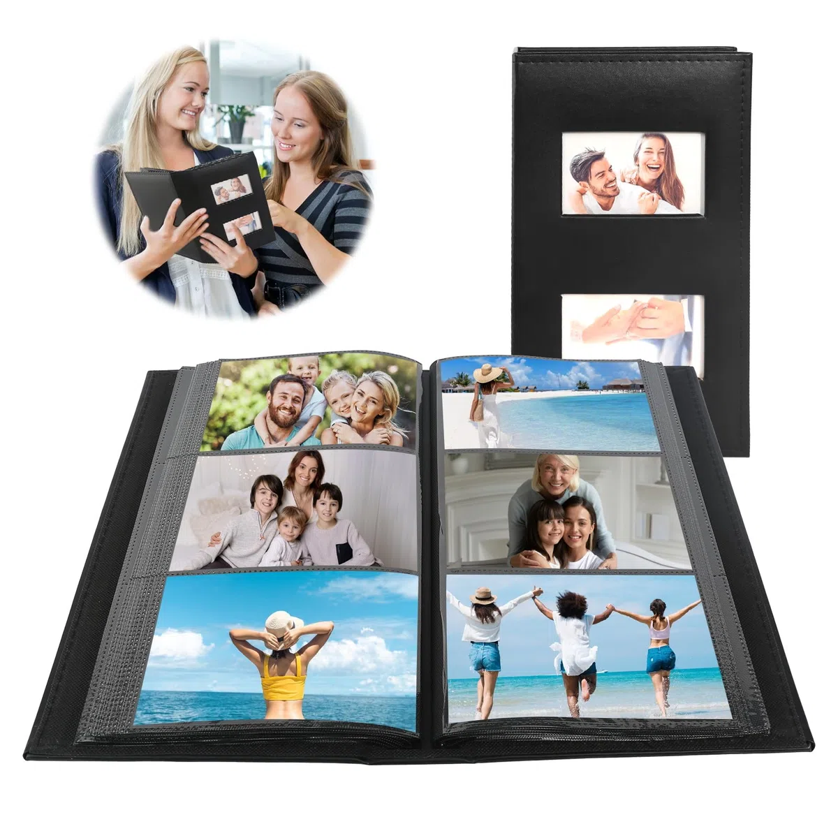 Álbum de Fotos 10x15 300 Fotos Album Fotos 100 Páginas (50 Hojas) Álbum Insertable con Ventana Frontal Álbum Fotos Tradicional Albun de Fotos Photo Album Libro de Fotos para Boda Familiar (Negro)