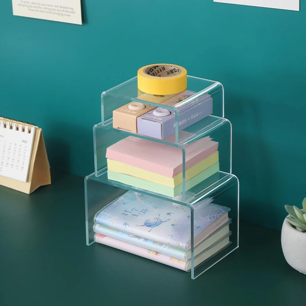 6 Piezas Riser Clear Small Elevadores de Exhibición de Acrílico, Acrylic Decorator Stand Shelf, Expositor Metacrilato para Exhibir Joyería Decoraciones de Postres de Magdalenas, 3 Tamaños