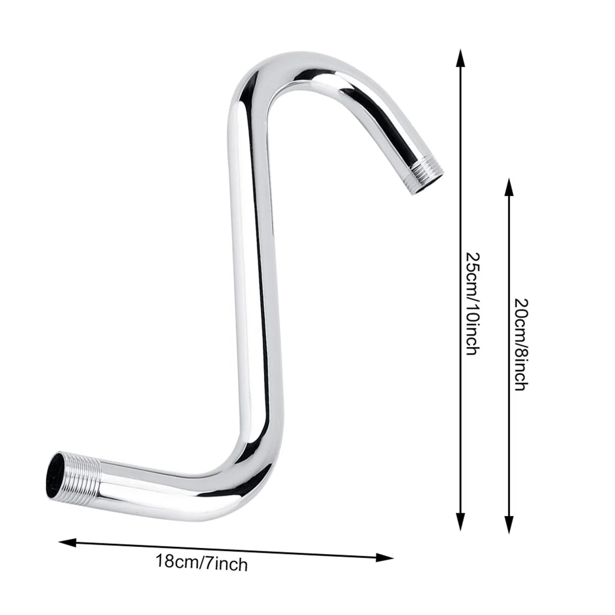 Brazo de Extensión para Ducha Accesorios de Baño 8 Pulgadas Acero Inoxidable 201 de Gran Altura S-Curvado