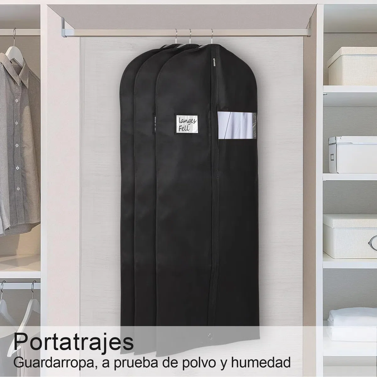 3 Piezas Negro Bolsas Ropa Almacenaje Fundas de Ropa para Colgar 160x60cm de Ropa a Prueba de Polvo Bolsa de Ropa Protector para Trajes Chaquetas y vestido,BOMEI PACK