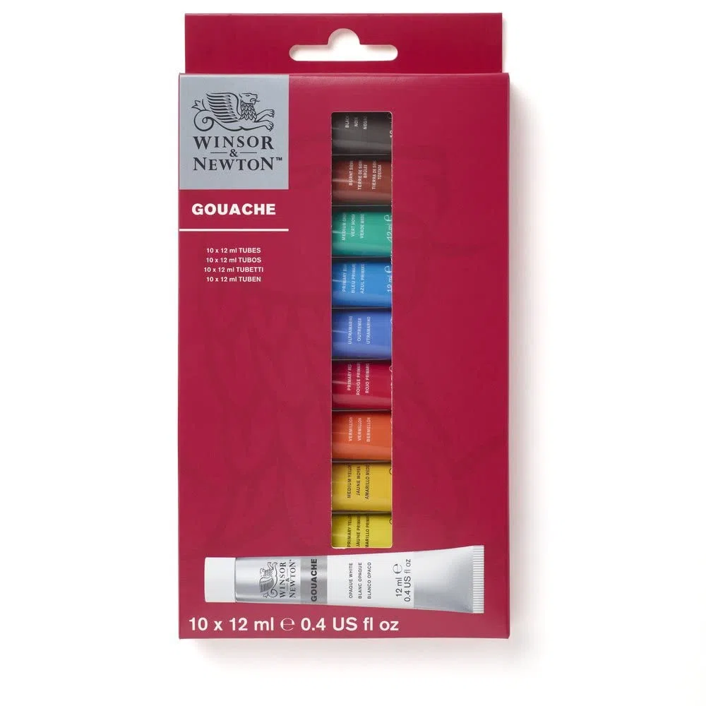 Winsor & Newton Gouache, Set iniciación de 10 tubos de 12ml, colores surtidos