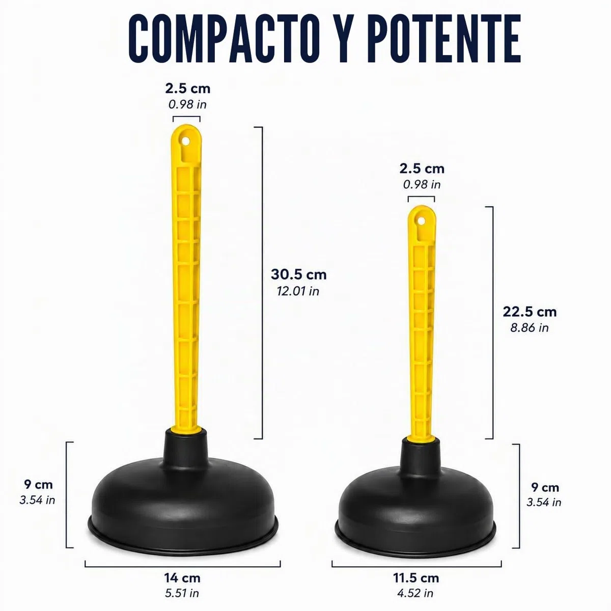 Juego de 2 desatascadores de goma para fregadero de 11,5 cm y 14 cm, herramienta de desbloqueo de drenaje de baño resistente para desatascar el émbolo de drenaje de ducha para desatascador de