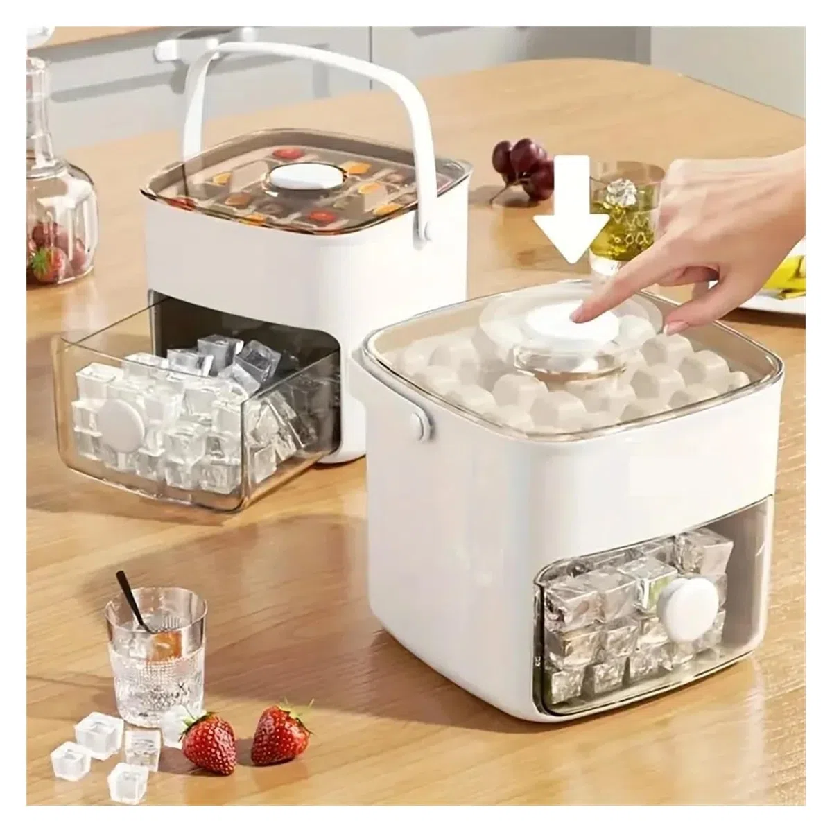 Máquina for hacer cubitos de hielo extragrande de 48 rejillas for congelador, ideal for whisky y cócteles, utensilio esencial for la cocina y el hogar(1Pc Cream)