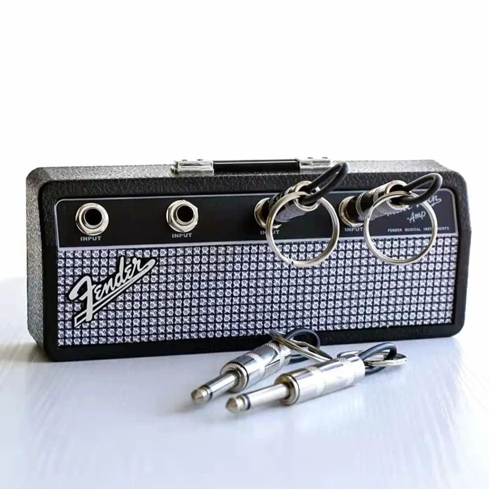 Llavero de Pared, Cuelga Llaves Pared Llavero Gancho Montaje en Pared Llavero Creativo Retro Almacenamiento de Llaves con 4 Enchufes de Guitarra