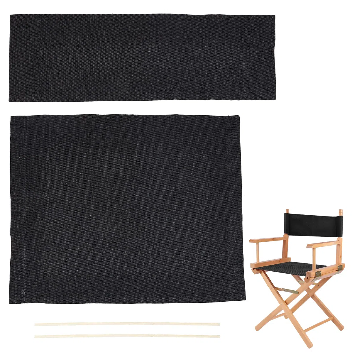 AHANDMAKER 1 juego de funda para sillas de director/maquillaje, color negro, asiento y respaldo de lona, fácil de limpiar, 18,3 x 39,1 cm