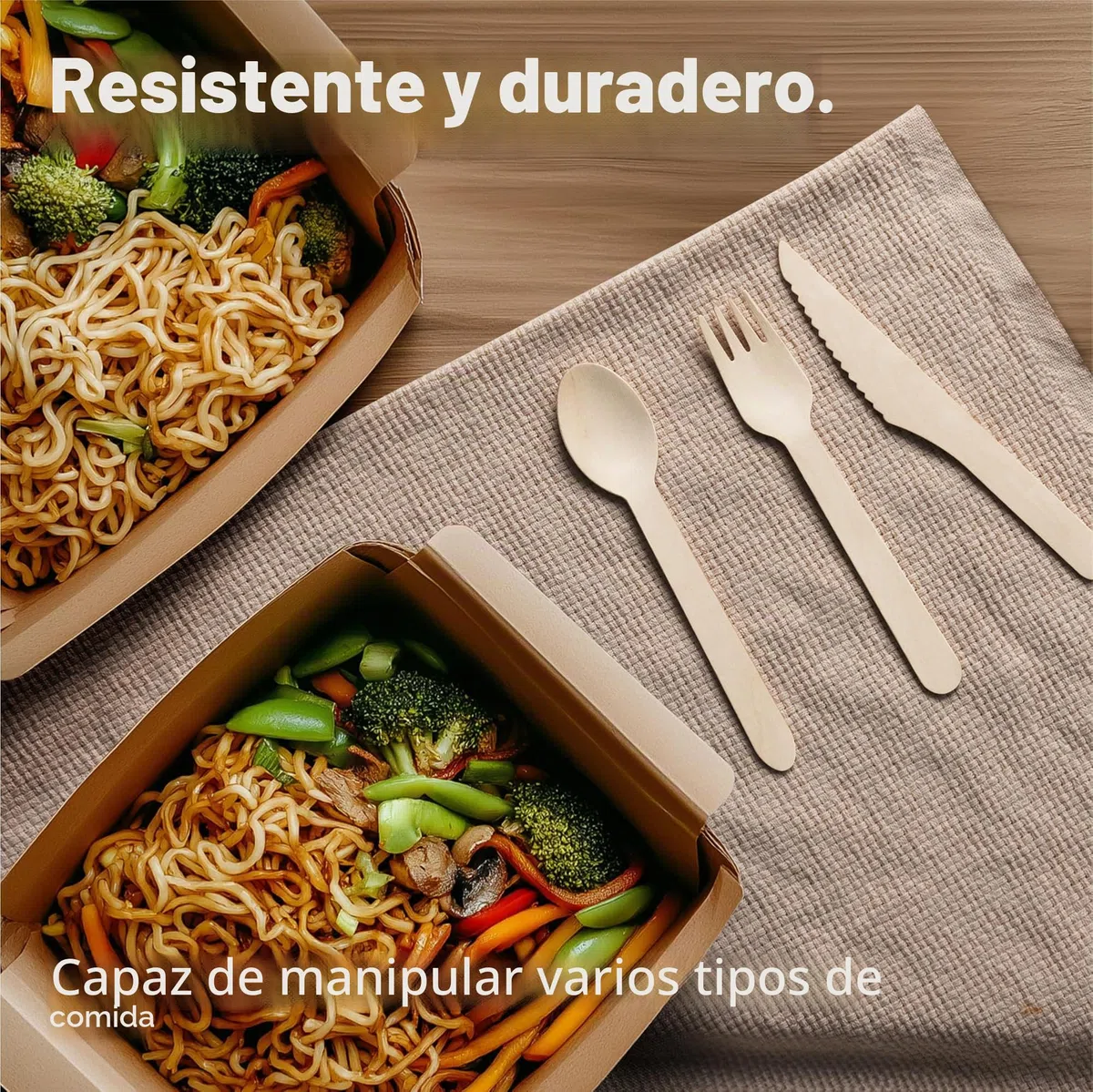 H&S [150 Piezas] Conjuntos de cubiertos de madera (Desechable Biodegradable) Para Fiesta - 50 tenedores, 50 cuchillos, 50 cucharas