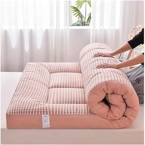 Colchón de futón enrollable de 6 cm de grosor, suave y transpirable, cama plegable y reductora de presión, para dormitorios y uso doméstico, solución de comodidad y ahorro de espacio