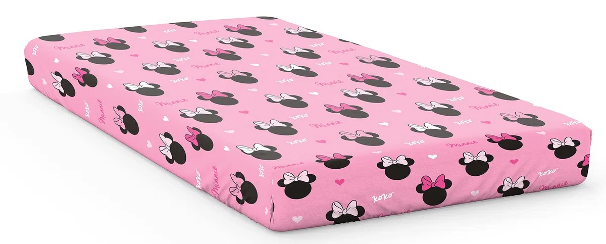 Jay Franco Disney Minnie Hearts & Love Sábana Bajera 100% algodón 90 x 200 cm Talla única