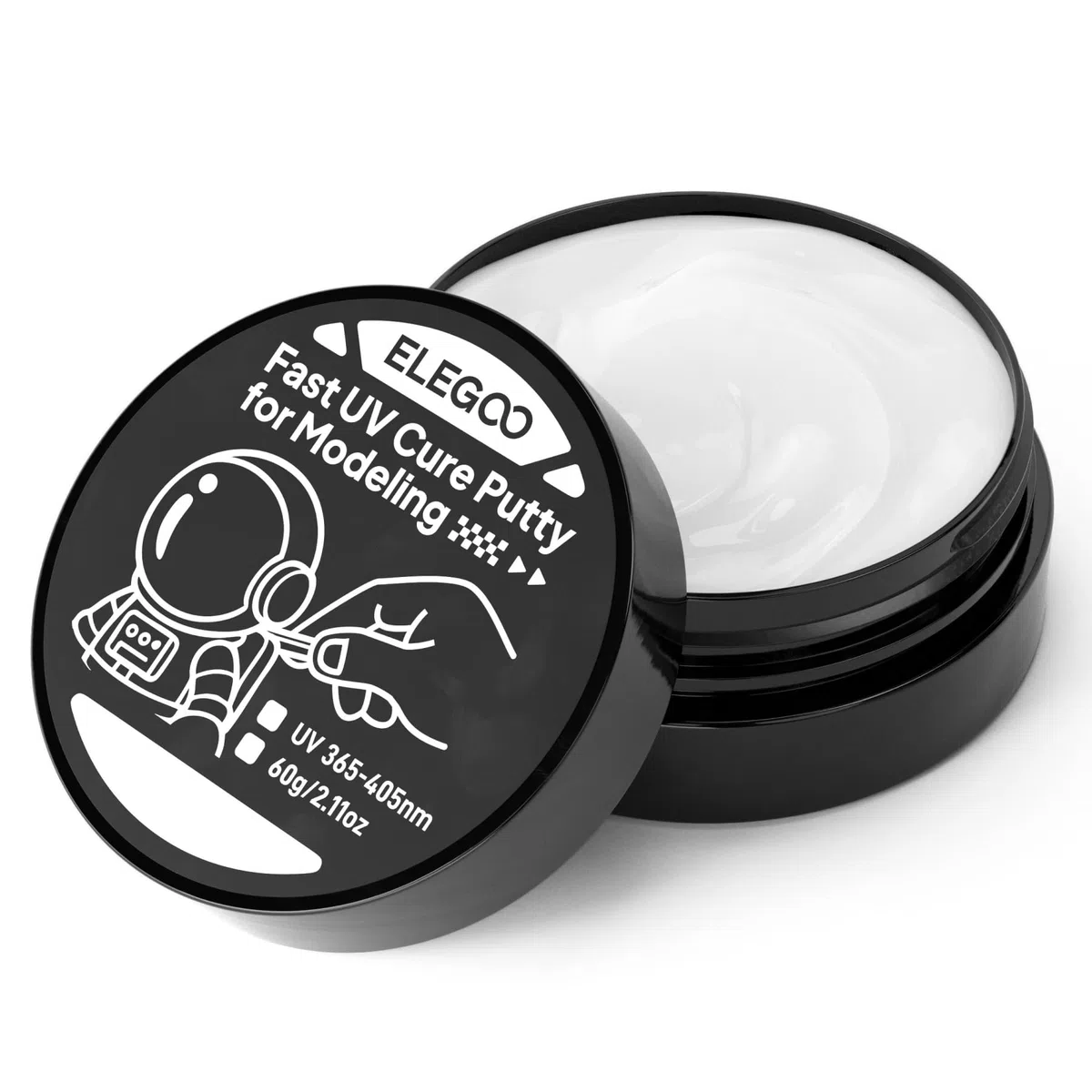ELEGOO Pasta UV para Reparación de Modelos, Masilla Moldeable de Curado Rápido con Luz UV 365–405nm (Blanco, 60g)