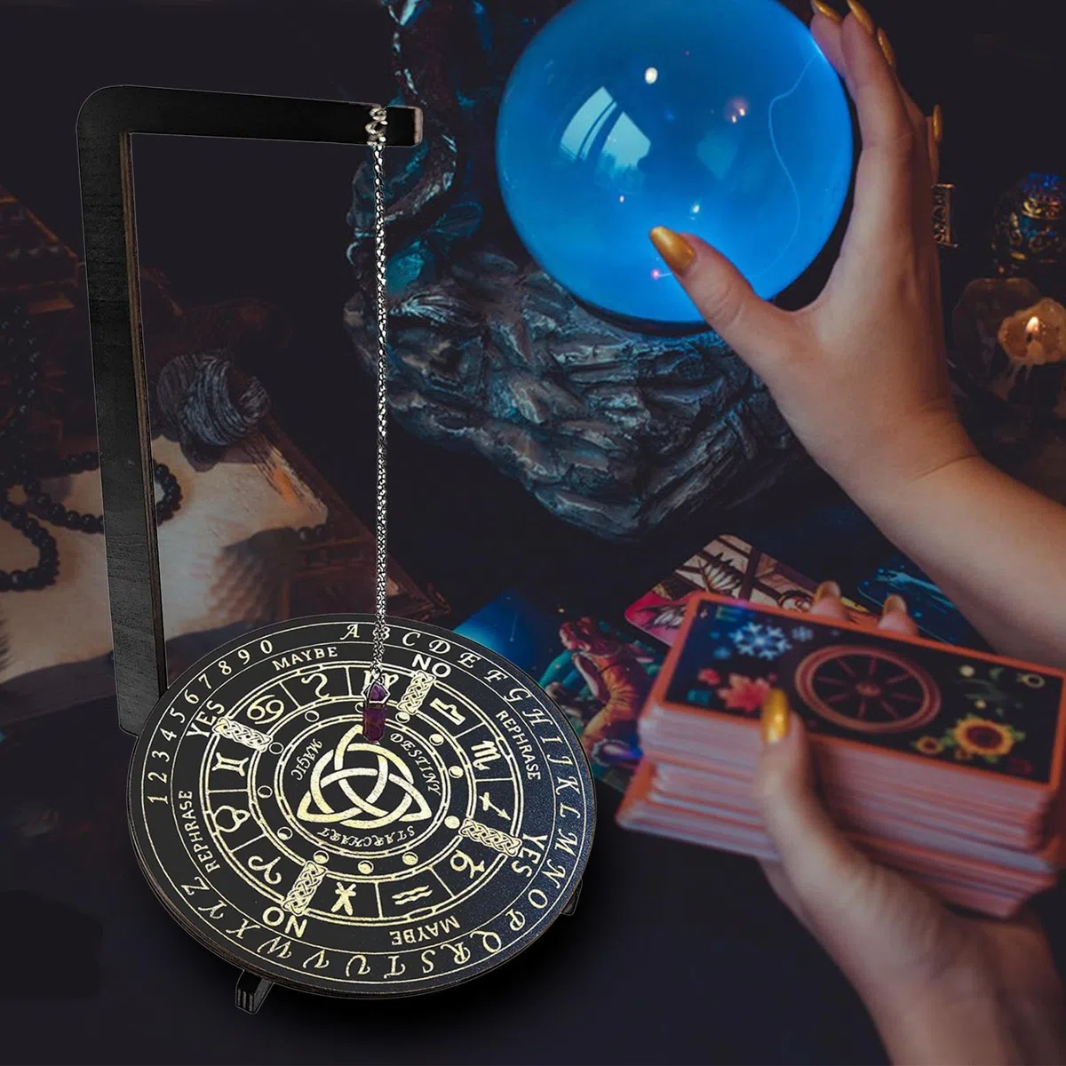 Genérico Tablero De Adivinación | Tabla De Altar De Péndulo De Madera,Suministros Ritual Metafísico para Meditación Trabajo Energético Limpieza Espiritual Configuración De Altar