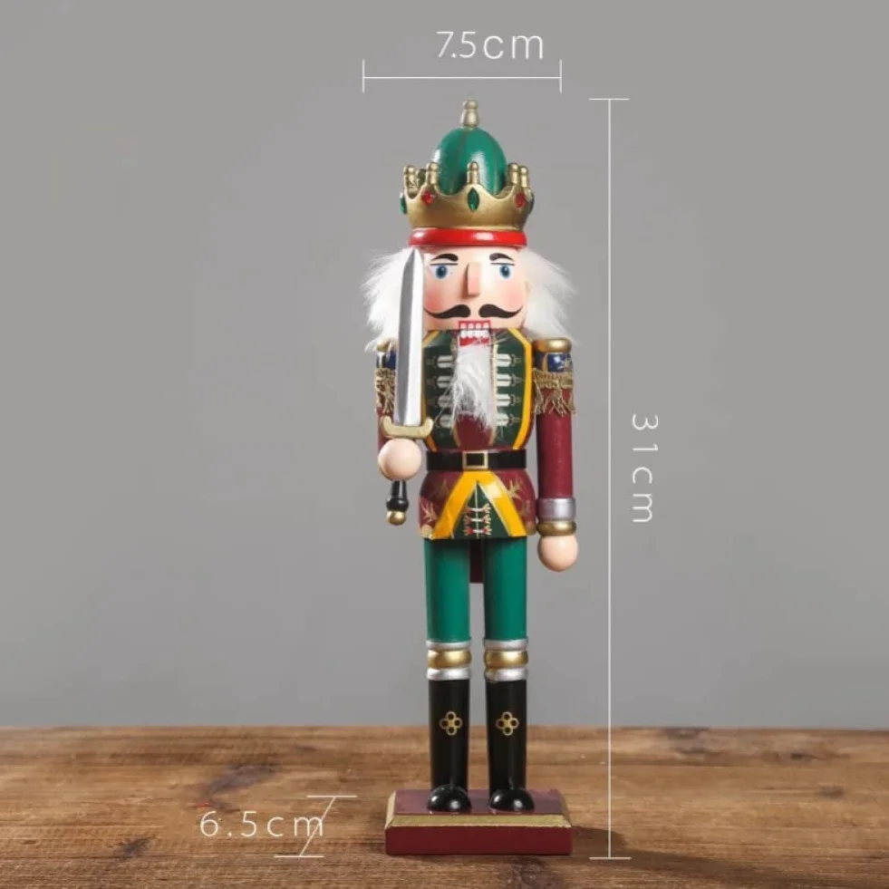 KAHEIGN 2 Piezas Soldados de Cascanueces de Madera, 2 Estilo 30CM Figuras de Cascanueces Tradicionale de Navidad Soldado Pintado de Madera de Pino de Primera Calidad por Decoración (Tambor & Espada)