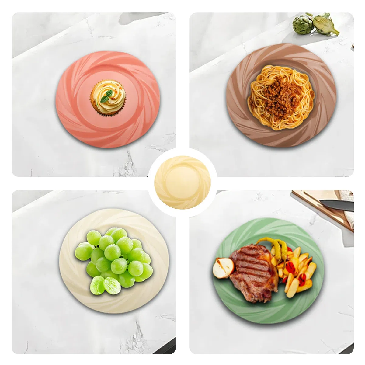 8 Colores Platos de Pasta Platos de Postre 19,5 x 1,5cm Platos Plastico Reutilizables Platos Hondos de Plástico para Pasta, Ensaladas, Filetes
