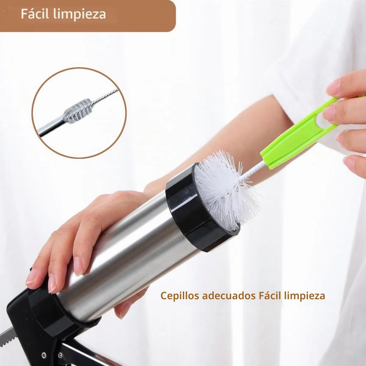 Churrera con 3 boquillas de diferentes formas, churrera para churros, bolsa de glaseado con boquillas para varias decoraciones, máquina de churros diámetro 5,6 x 21 cm